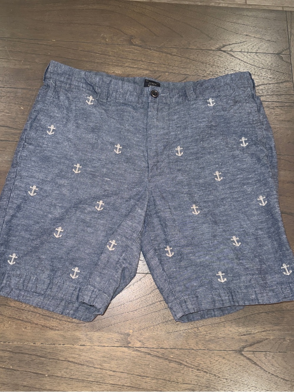 J. Crew Navy Anchor-Embroidered Flat Front Shorts